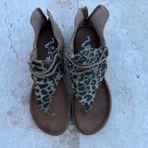 Very G Tan and Black Leopard Sandals